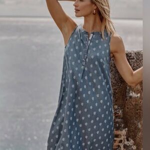 PureJill Indigo Paisley Sleeveless Popover Denim‎ Dress